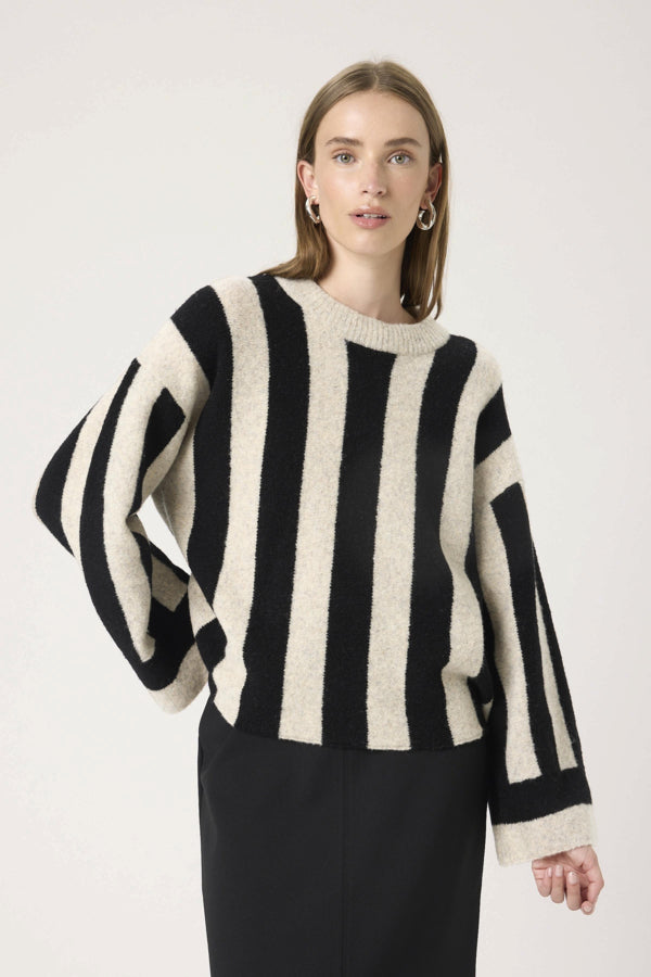 BRIONY PULLOVER BLACK & DUNE STRIPE