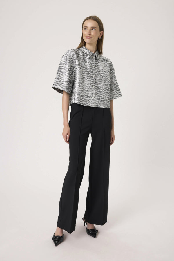 PRICILLA SHIRT SILVERY ANIMAL JACQUERED