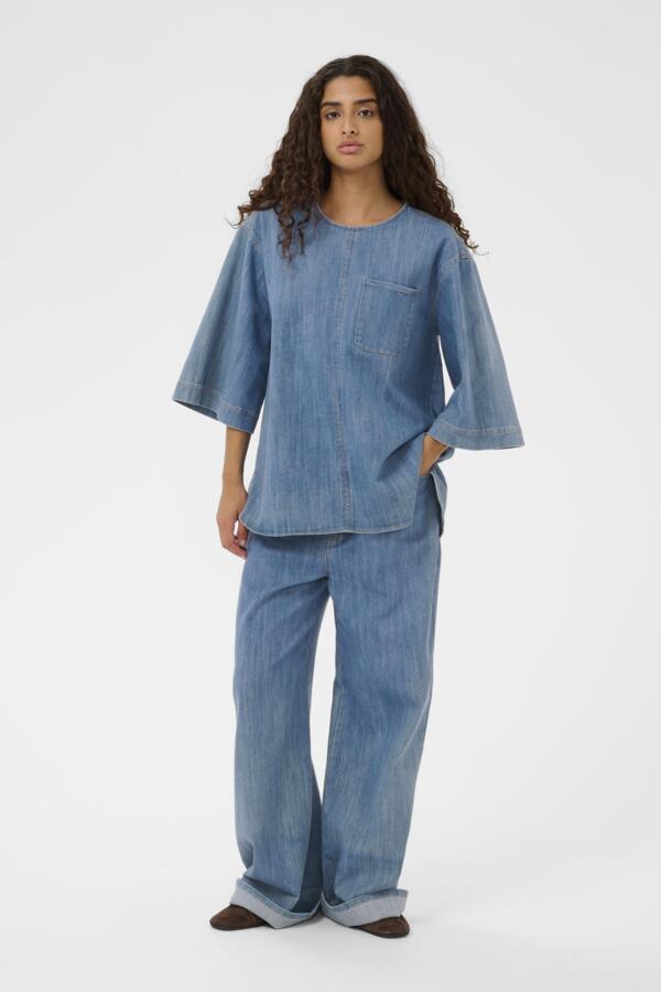 NINNIE AMILEA BLOUSE MEDIUM DENIM BLUE