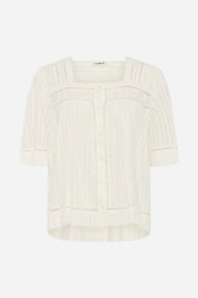 White blouse with short sleeves on a white background