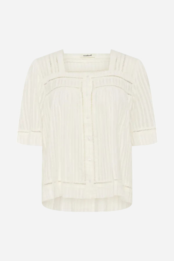White blouse with short sleeves on a white background