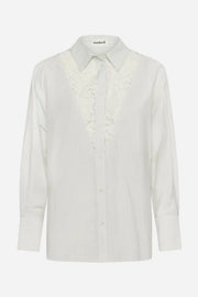White shirt with lace details on a white background