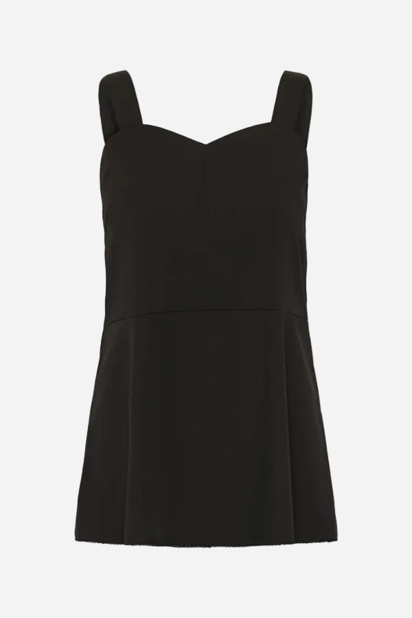 Black sleeveless dress on a white background