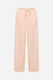 Beige pants with a drawstring on a white background