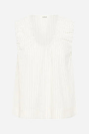 White STRIPED sleeveless top on a white background