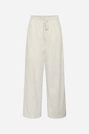 White striped pants on a white background