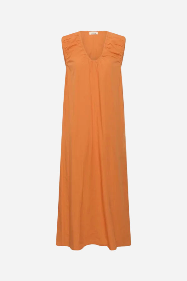 Orange sleeveless dress on a white background