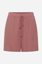 Mauve shorts with a drawstring on a white background