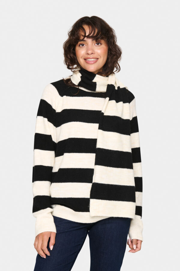 GARBIE SCARF ICE BLACK STRIPE