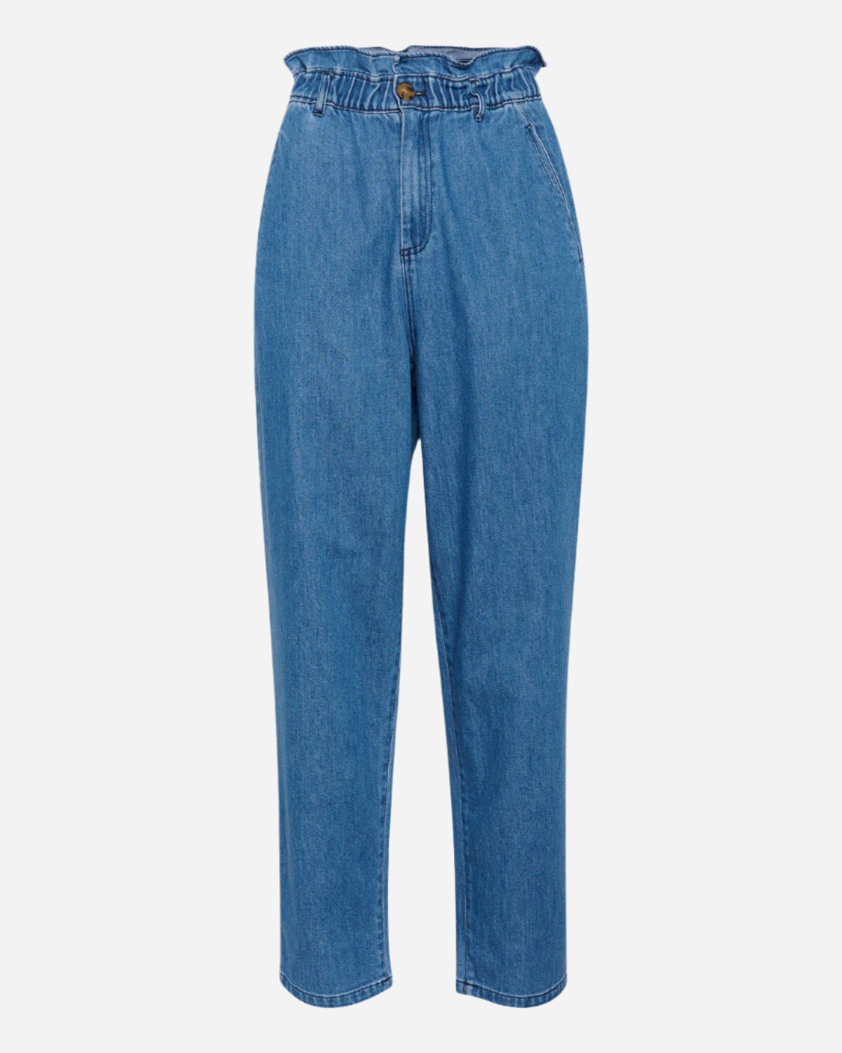 Paper bag Blue jeans on a white background
