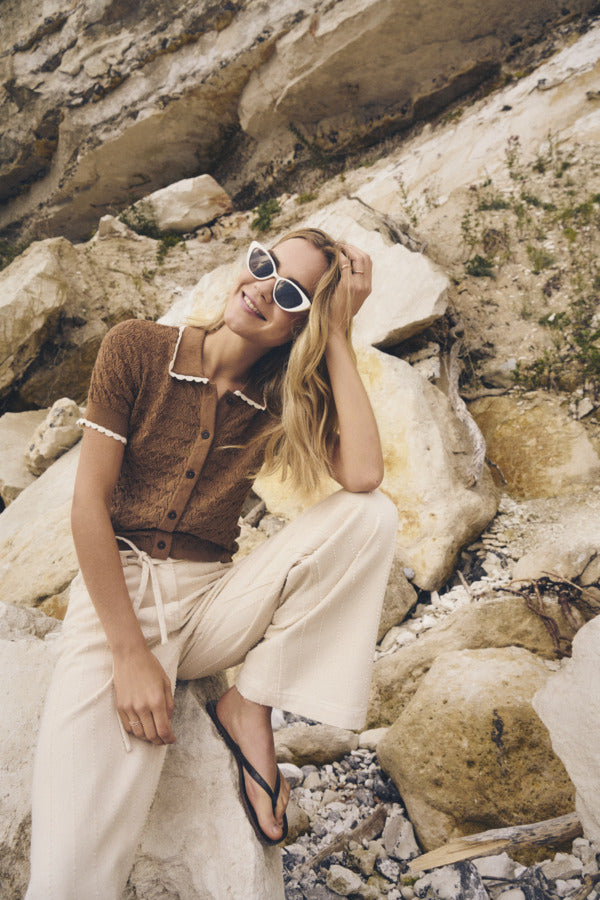 RONETTE POLO CARDIGAN TOATED COCONUT