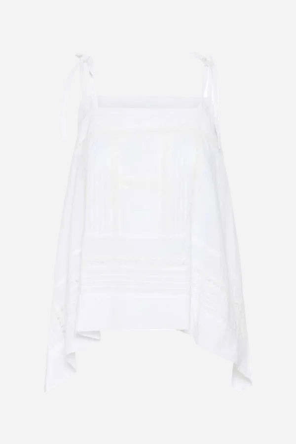 White sleeveless top on a white background
