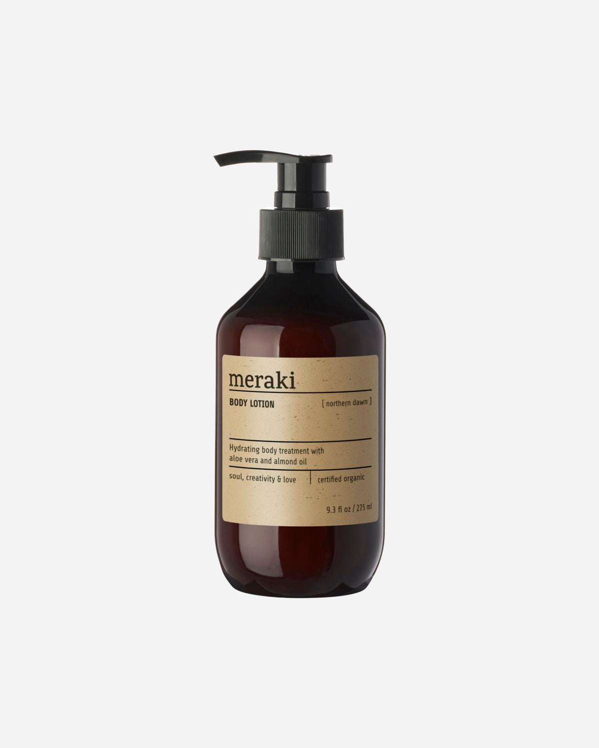 Brown bottle with a black pump on a white background