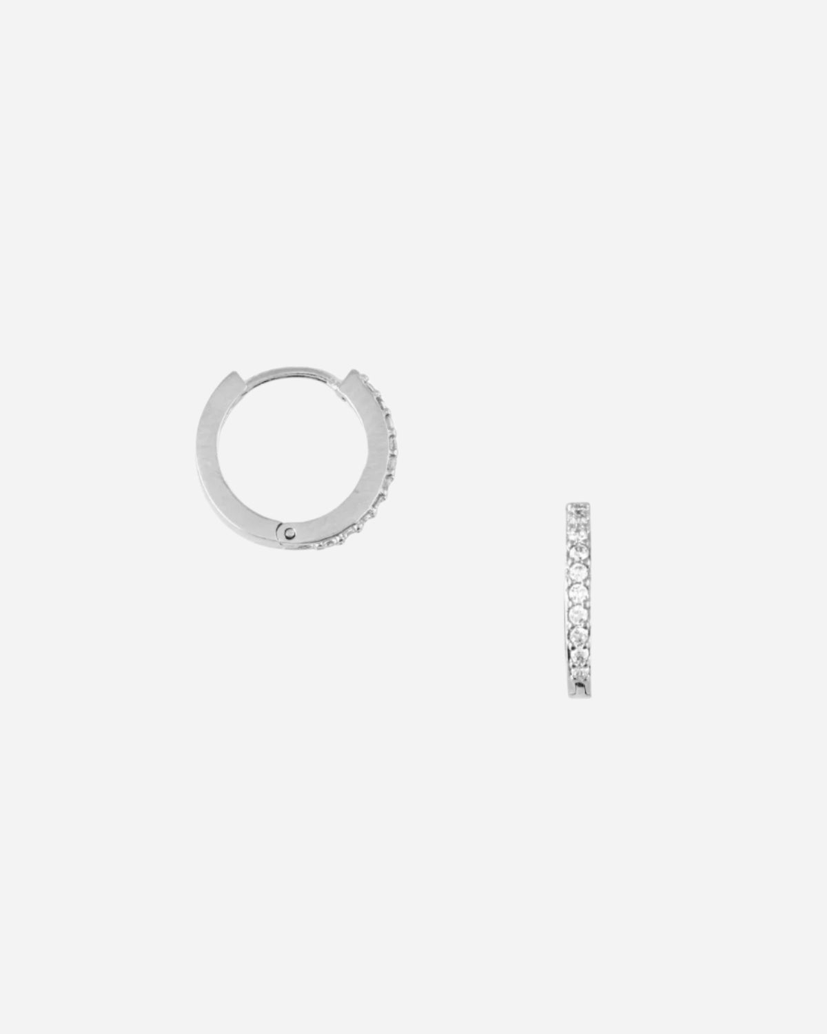 Silver hoop earrings on a white background
