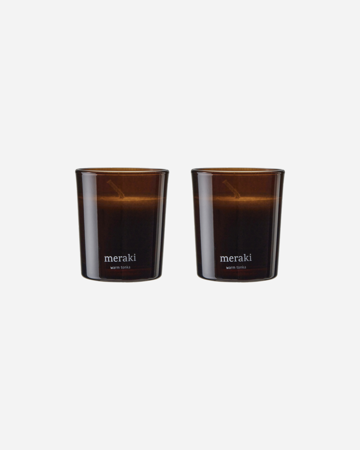 Two brown glass candles 