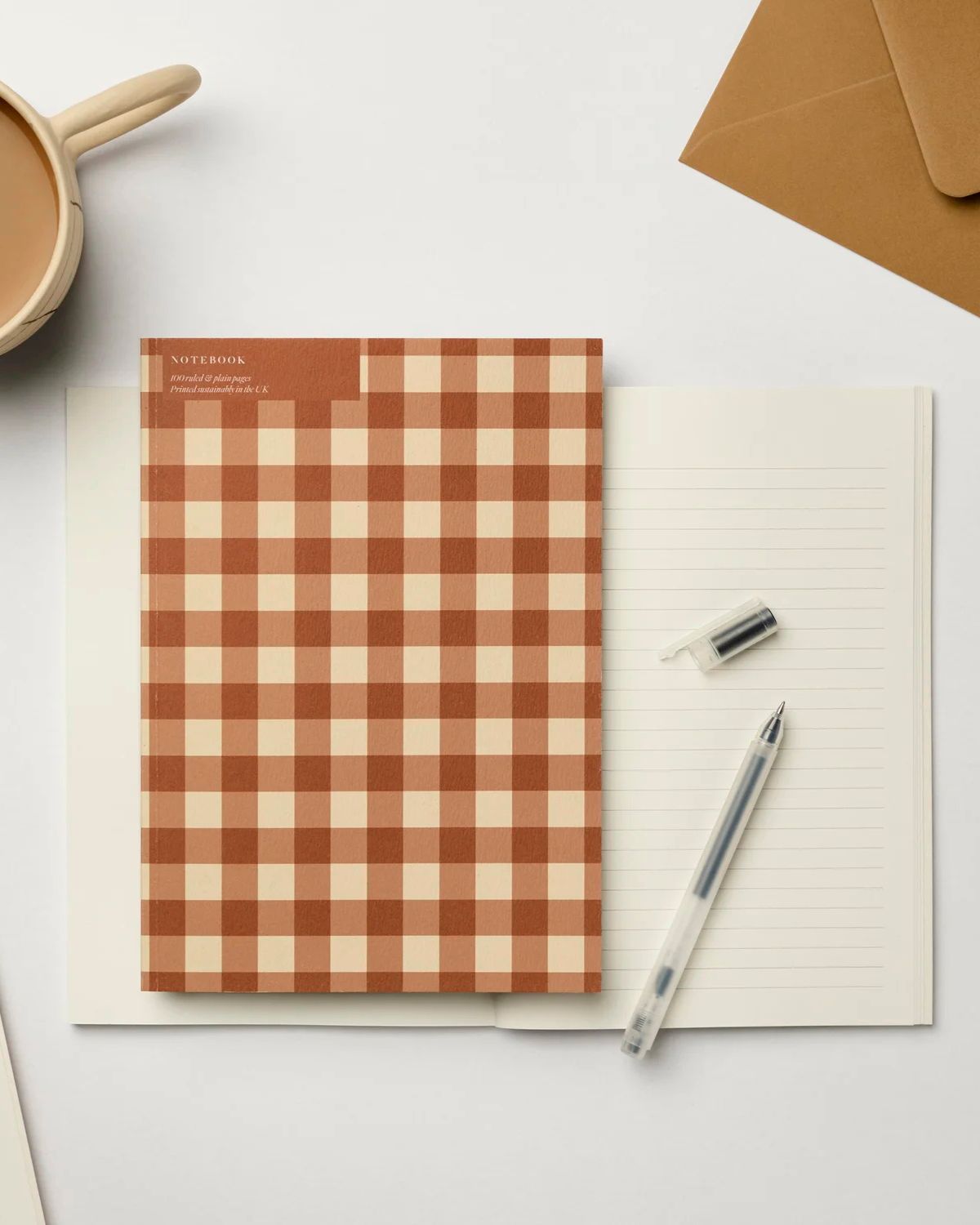 A5 CINNAMON GINGHAM NOTEBOOK