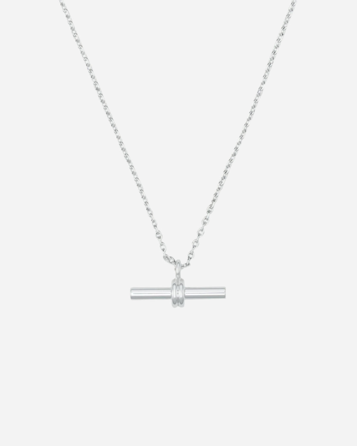 LUXE LINEAR T BAR DROP NECKLACE SILVER