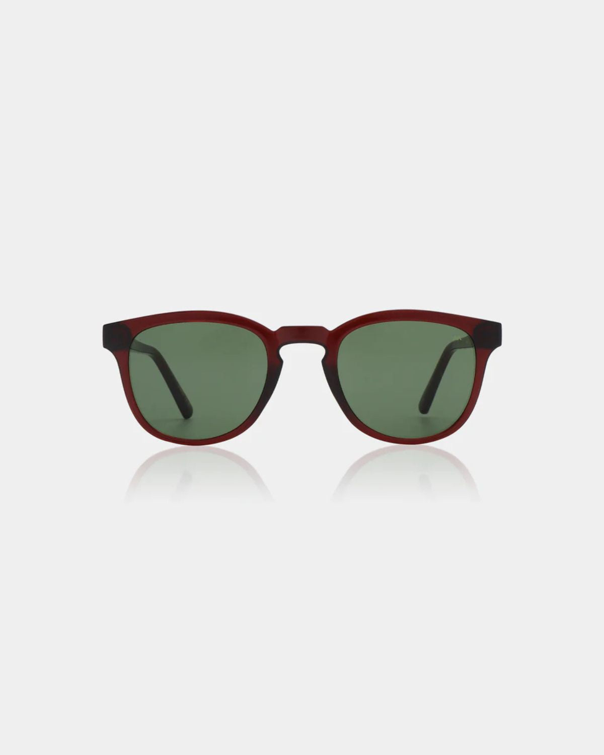 Brown frame sunglasses with green lenses