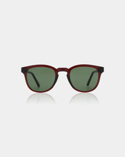 Brown frame sunglasses with green lenses