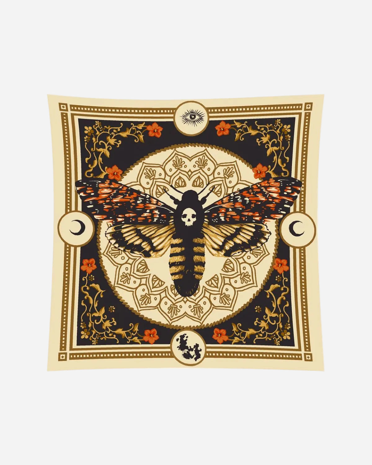 Decorative wall art with a butterfly design on a beige border