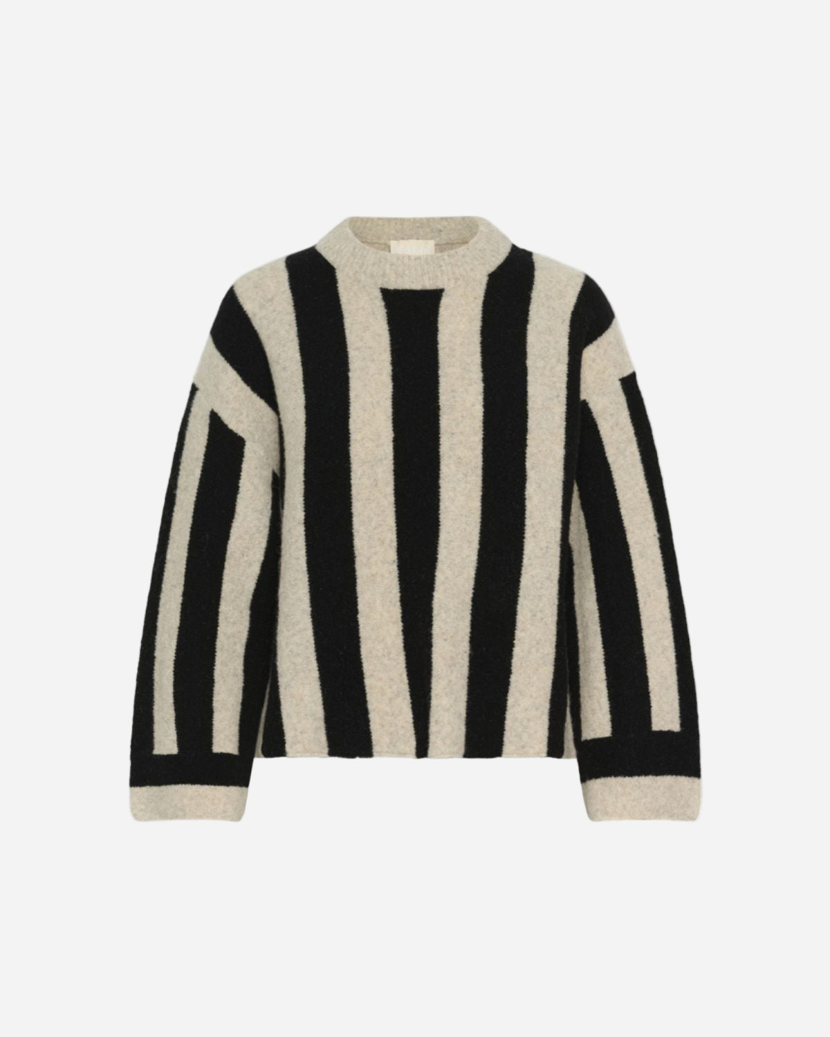Black and white striped sweater on a white background