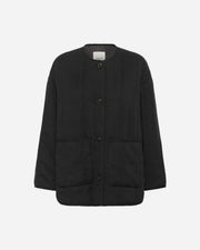 Black jacket with button details on a white background
