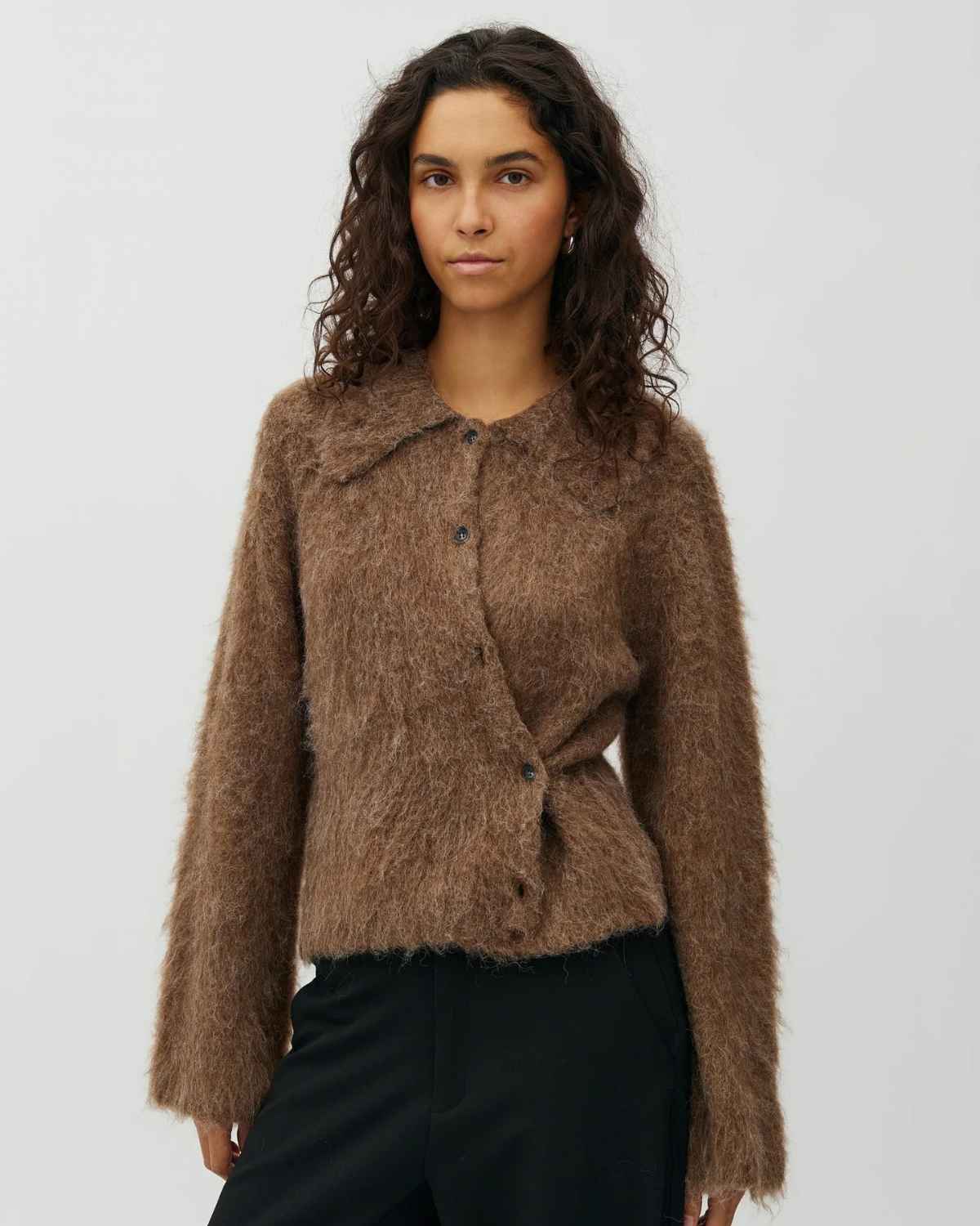 LARI KNIT CARDIGAN WALNUT MELANGE