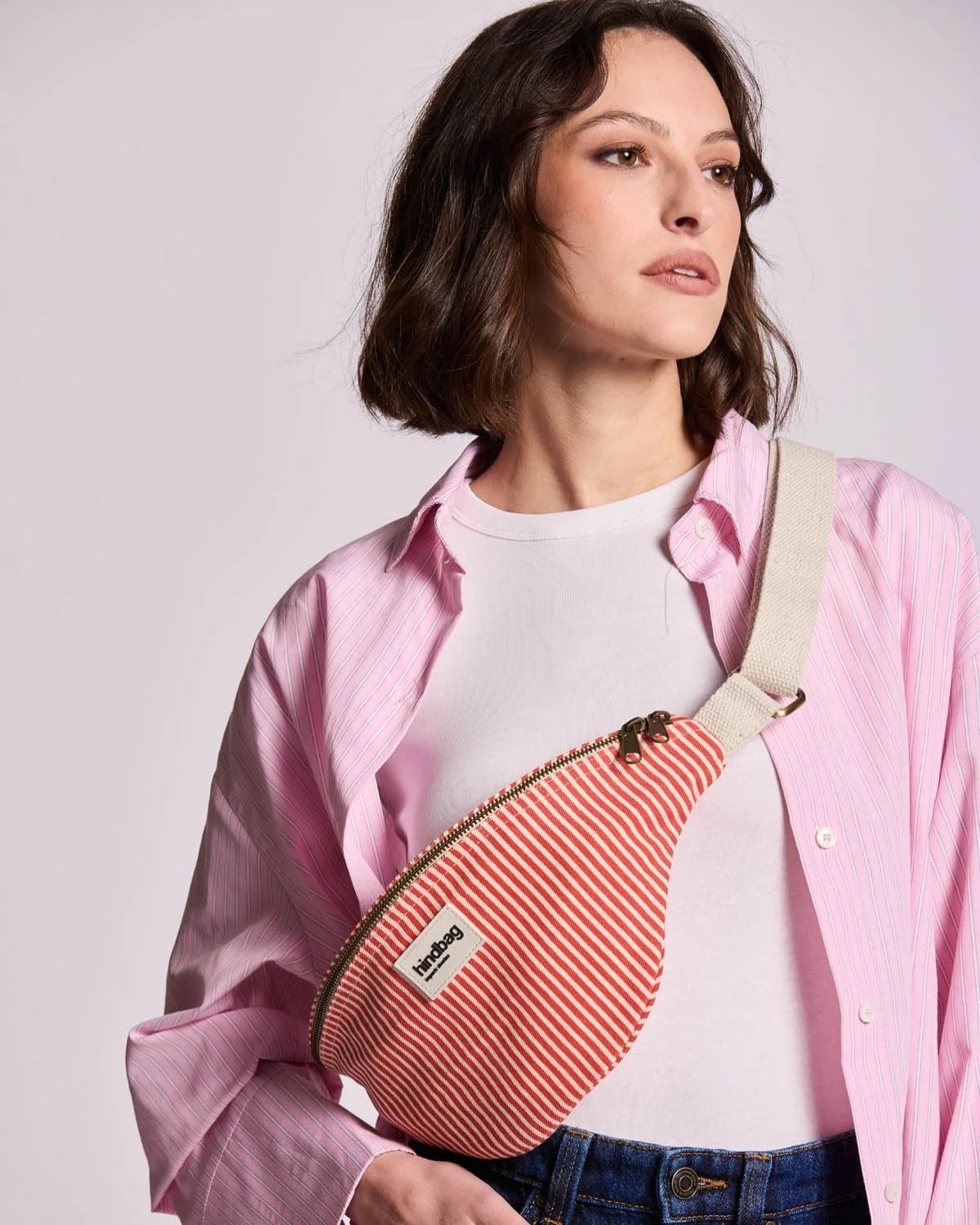 OLIVIA BELT BAG RAYURES ROUGE