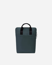Dark green backpack with black carry handle