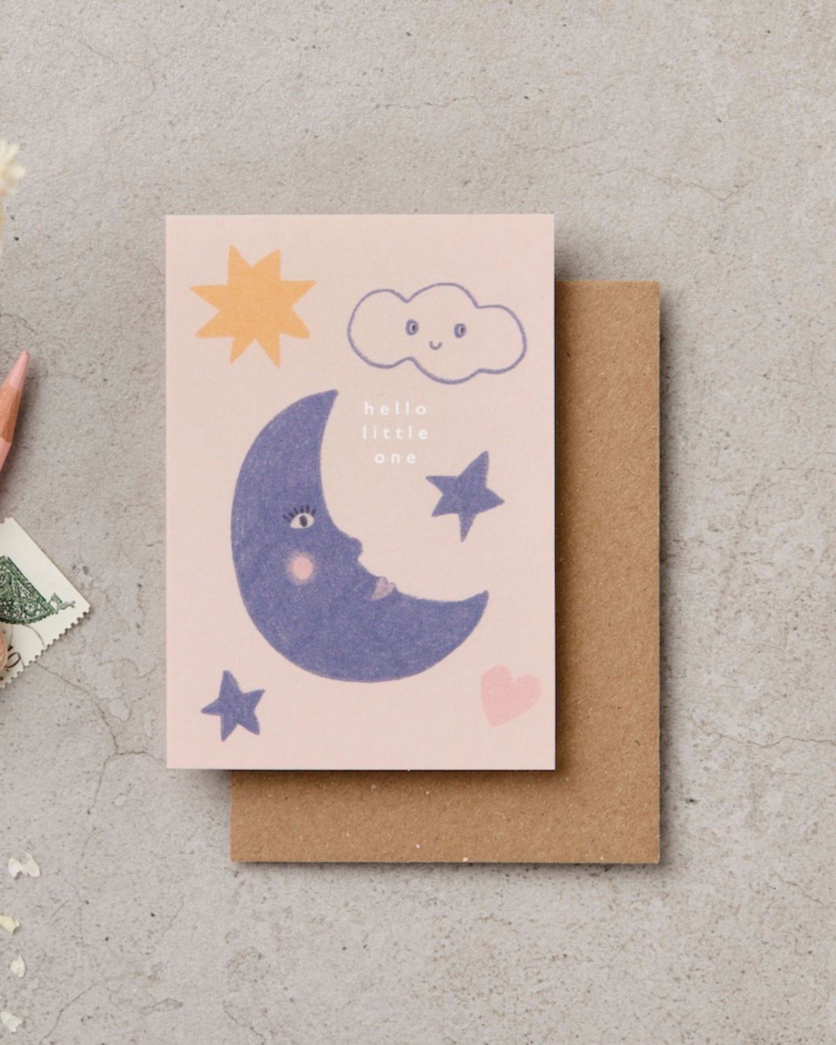 MINI HELLO LITTLE ONE MOON CARD