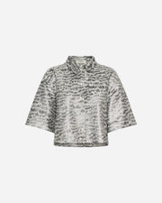 Short-sleeve blouse with a pattern on a white background