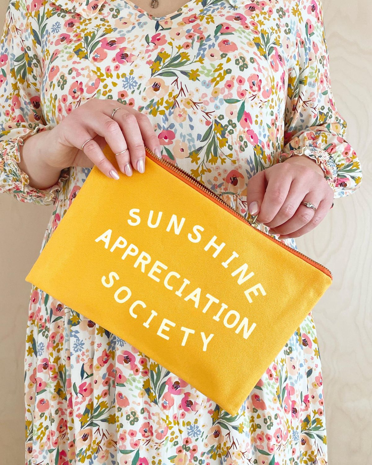ZIP POUCH SUNSHINE APPRECIATION SOCIETY YELLOW