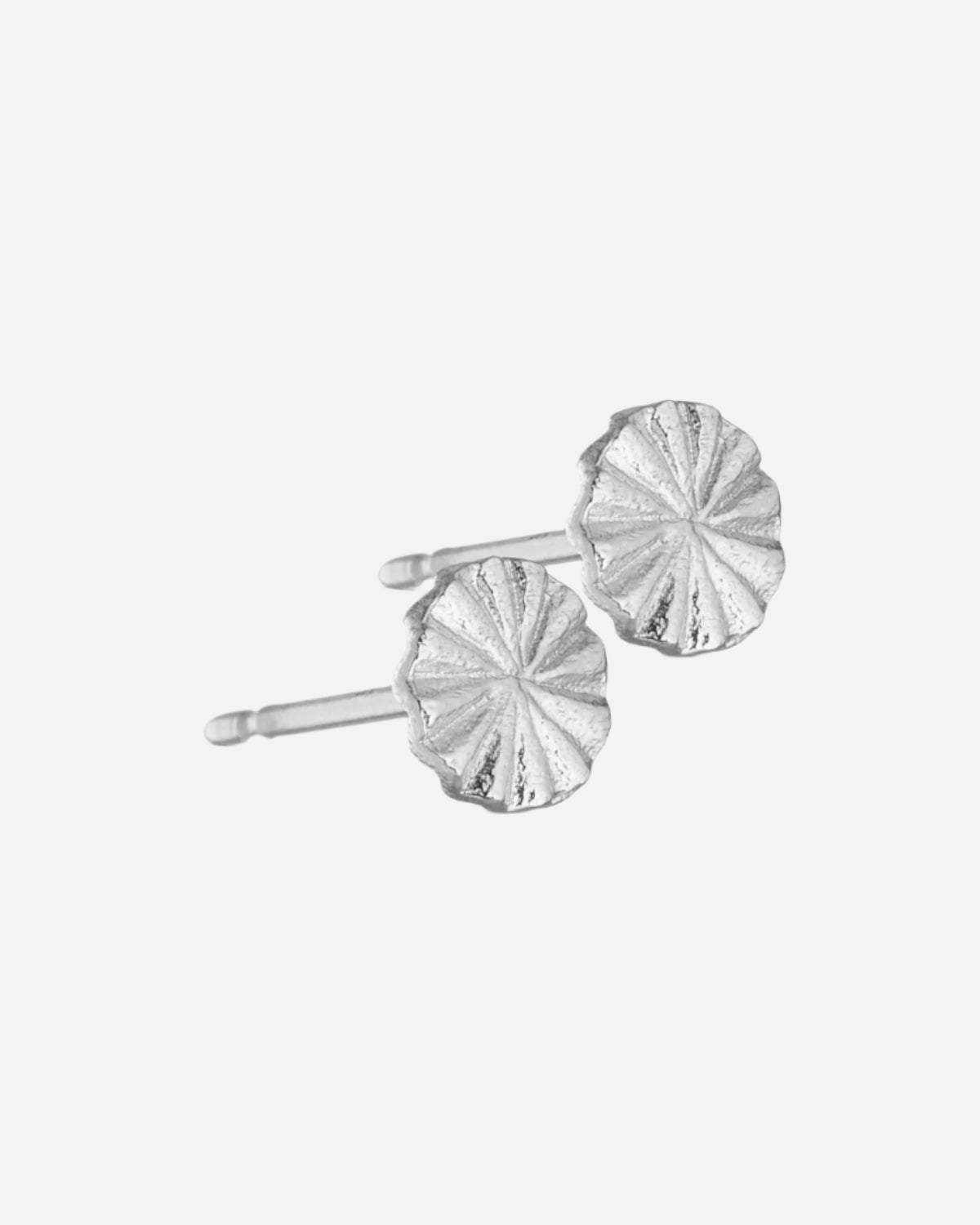 Silver disc earrings on a white background