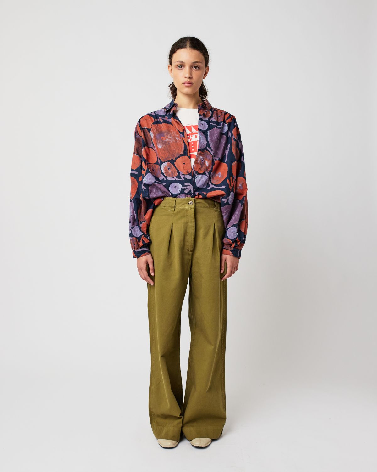 PLEATED WIDE LEG PANTS KHAKI