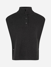 Black sleeveless knitted vest on a white background