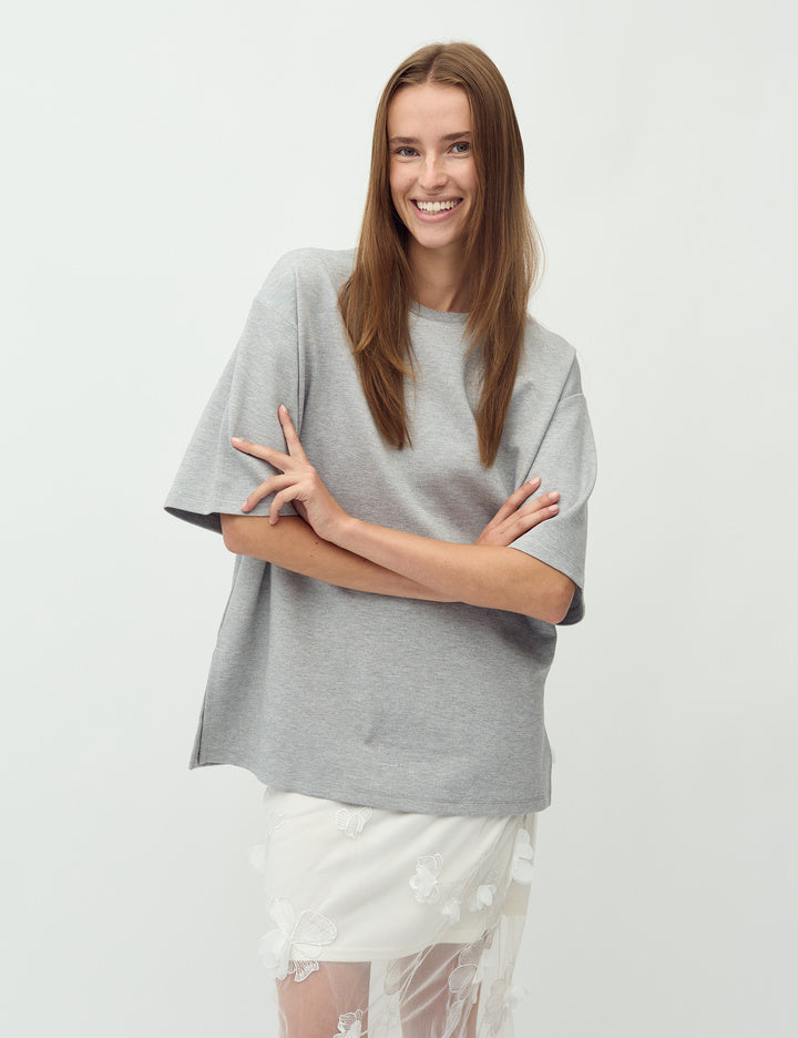 EMRYLIS T-SHIRT LIGHT GREY MELANGE