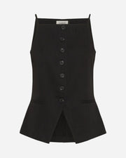 Black tailoirted waistcoat style top with thin straps.