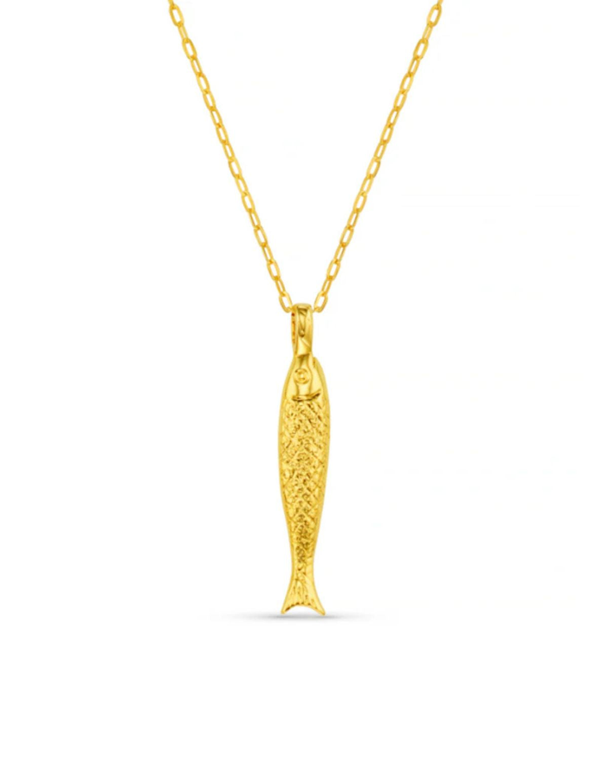 TEXTURED FISH CHARM NECKLACE