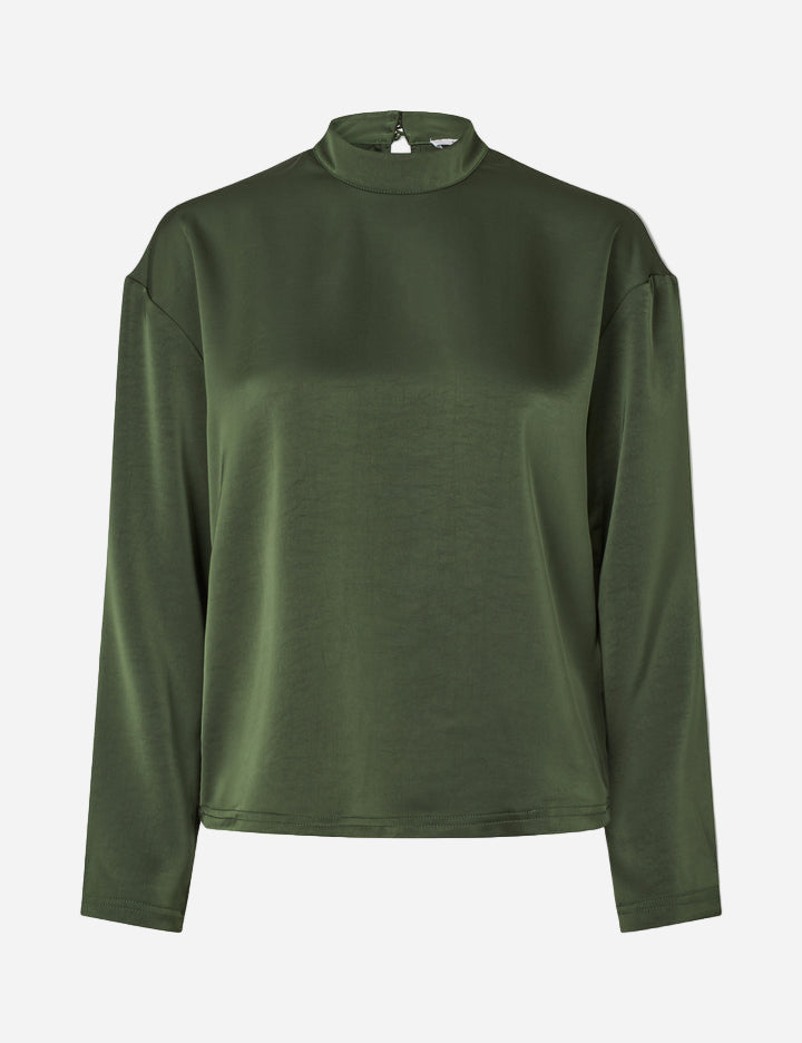 Green long-sleeve top on a white background