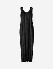 Black dress with ruffled straps on a white background