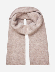 Beige knitted scarf on a white background