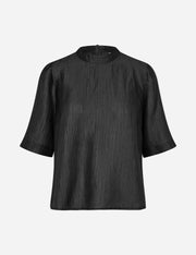 Black short-sleeve blouse on a white background