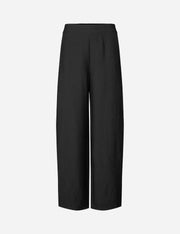 Black wide-leg pants on a white background