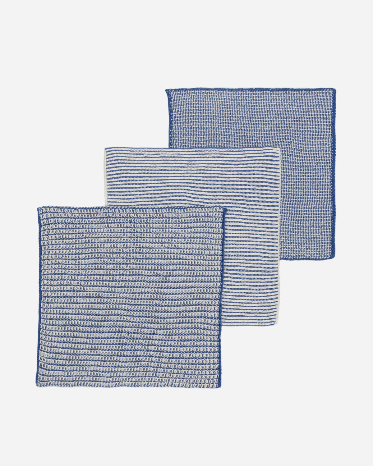 Two blue textured cloths on a white background