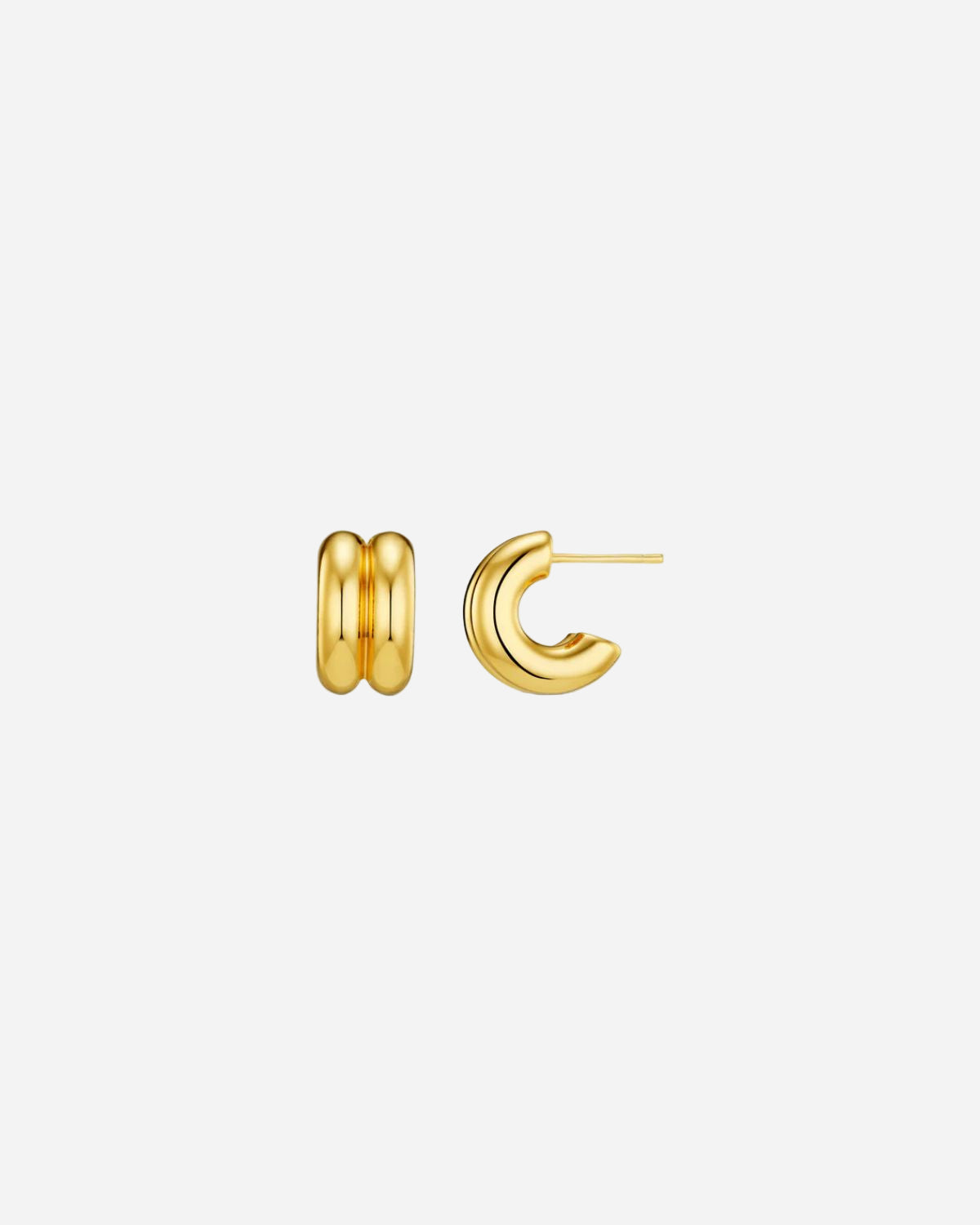 Gold hoop earrings on a white background