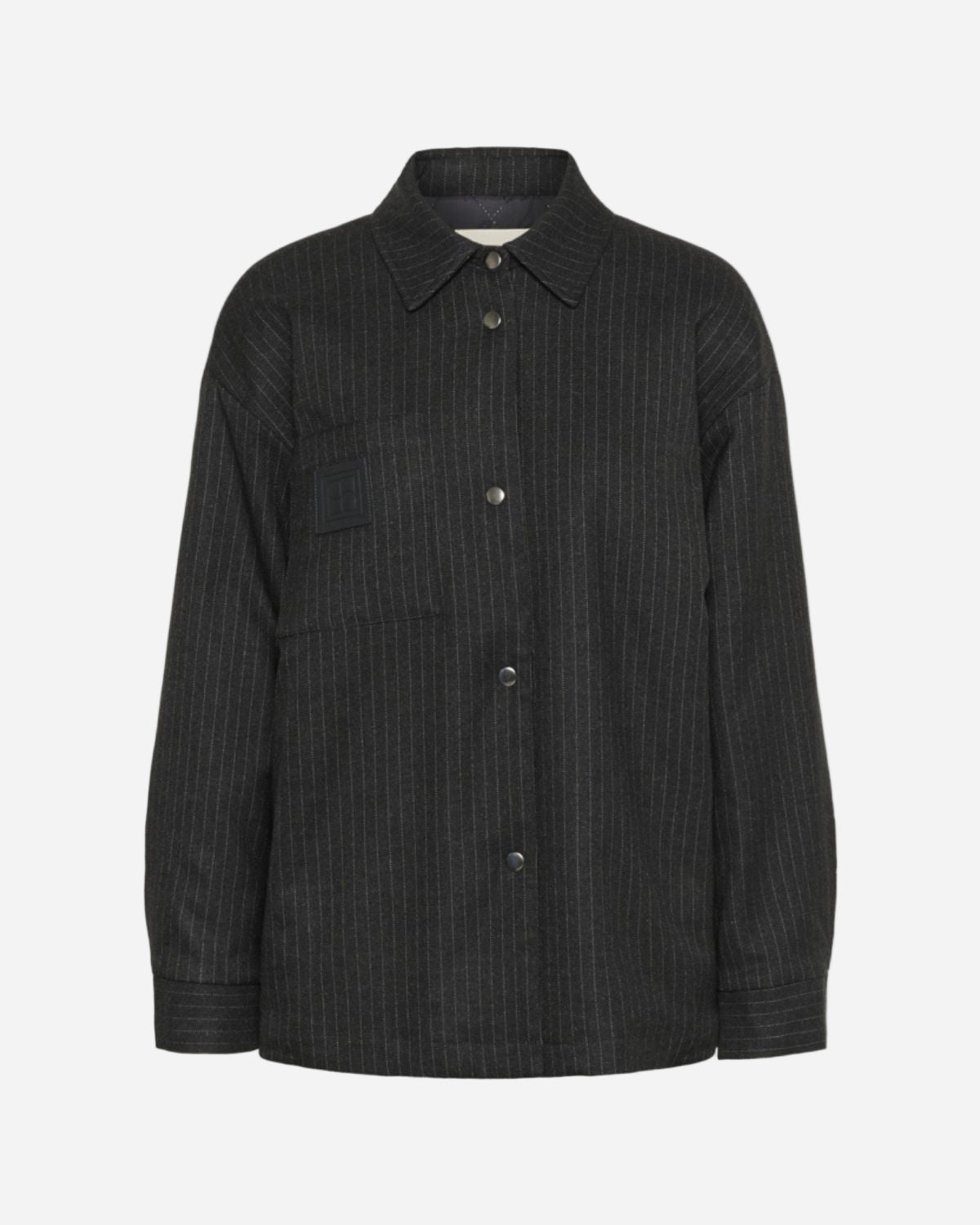 Grey pinstripe jacket on a white background