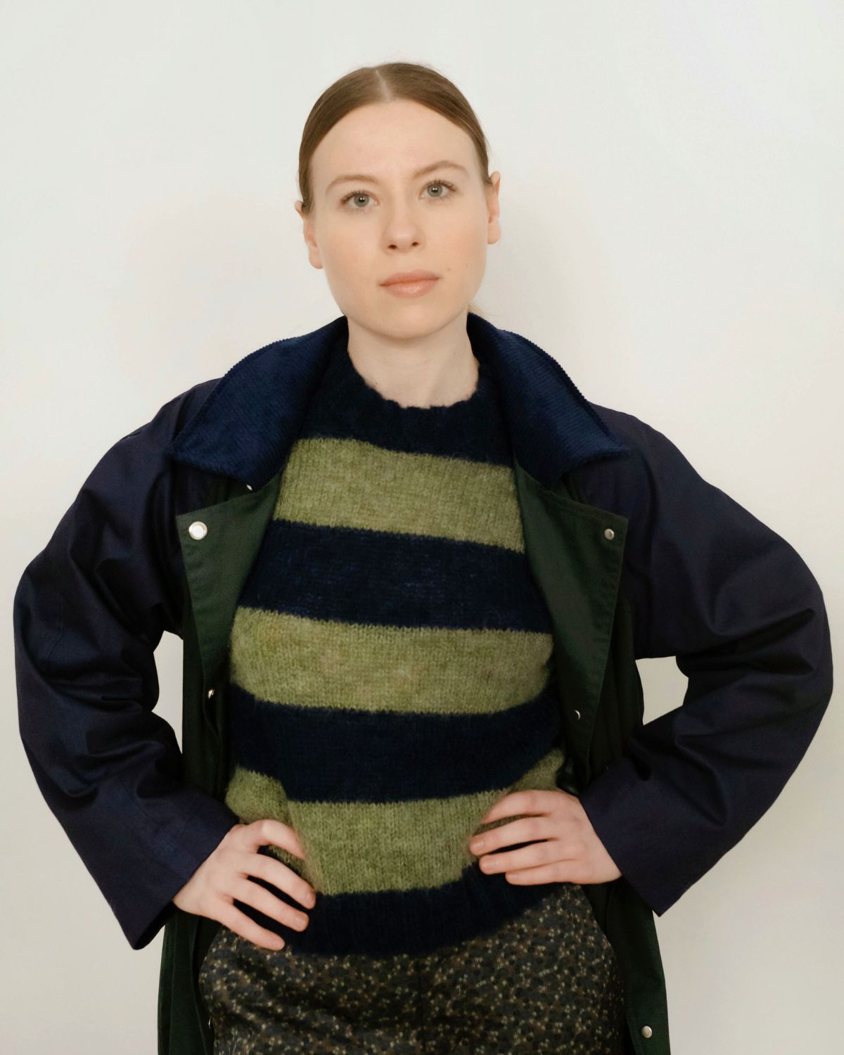 OVERSIZED STRIPED SWEATER NAVY/KHAKI