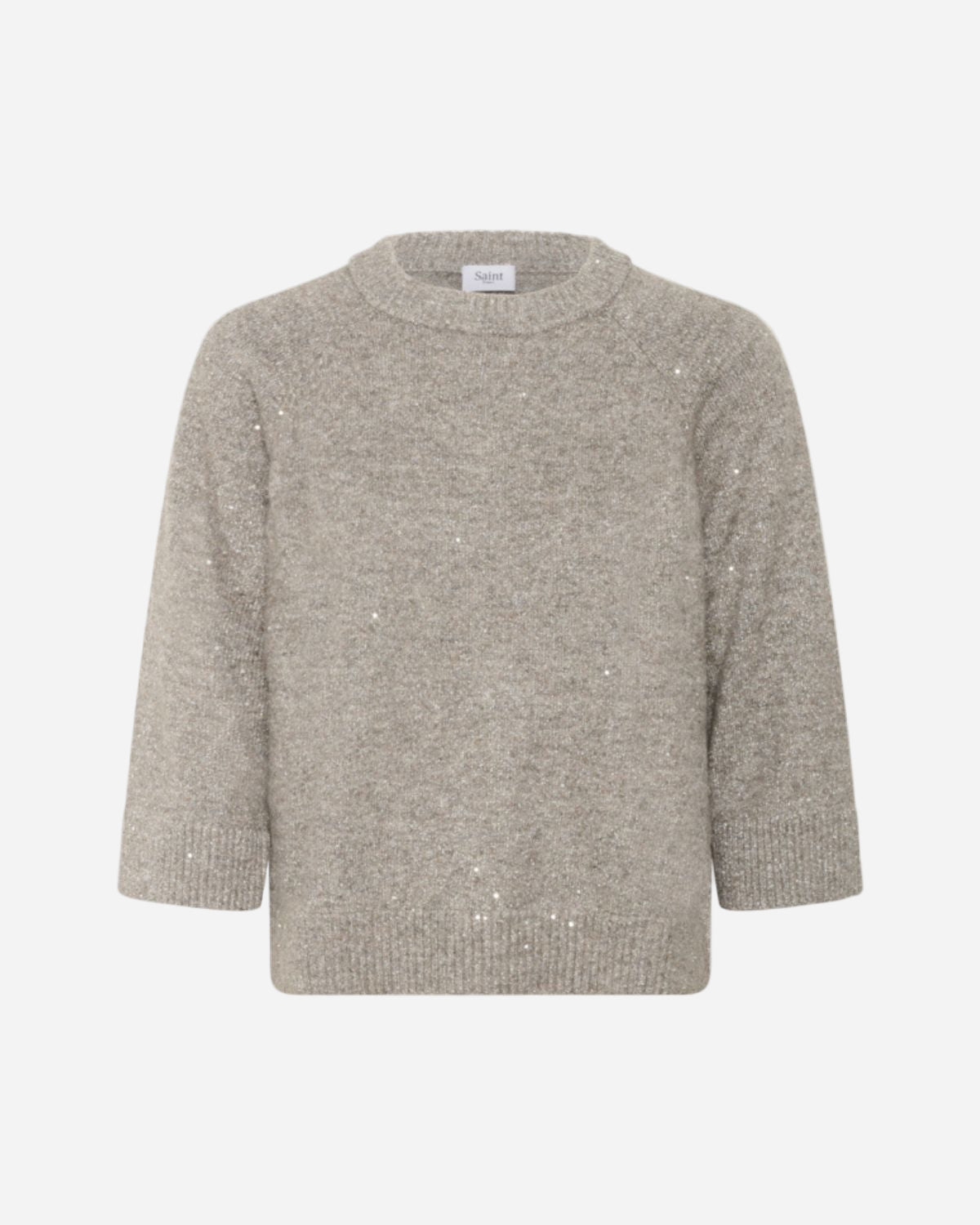 Gray sweater with sequins on a white background