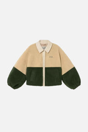 COLOUR BLOCKED SHERPA JACKET VANILLA/DARK KHAKI