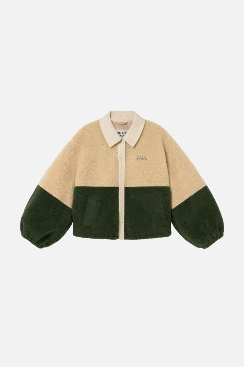 COLOUR BLOCKED SHERPA JACKET VANILLA/DARK KHAKI